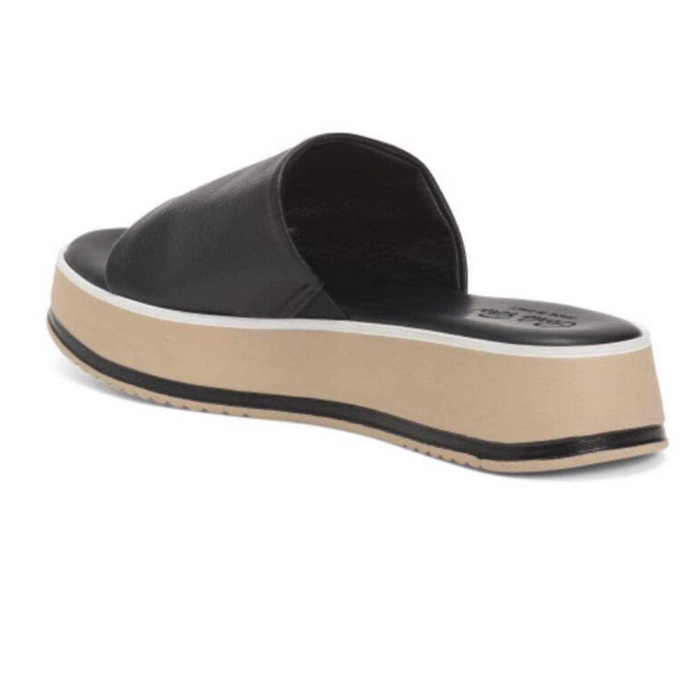 Carlo Pera Italian Leather Platform Slides Black SZ/9